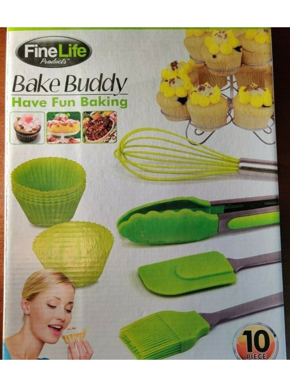 Finelife - Bake Buddy 10 Piece Silicone Baking Set, Cupcake Liners, Whisk, Tongs - Picture 8 of 8